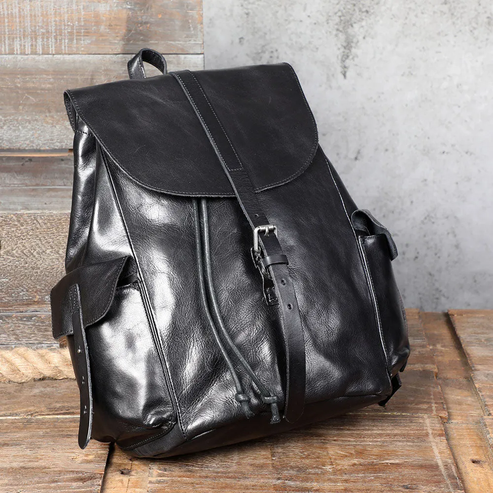 Small Black Leather Backpack  | Lake Victoria