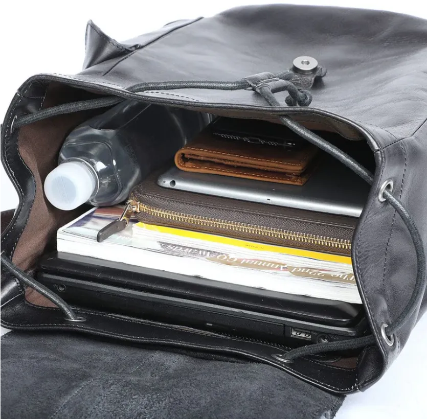 Small Black Leather Backpack  | Lake Victoria