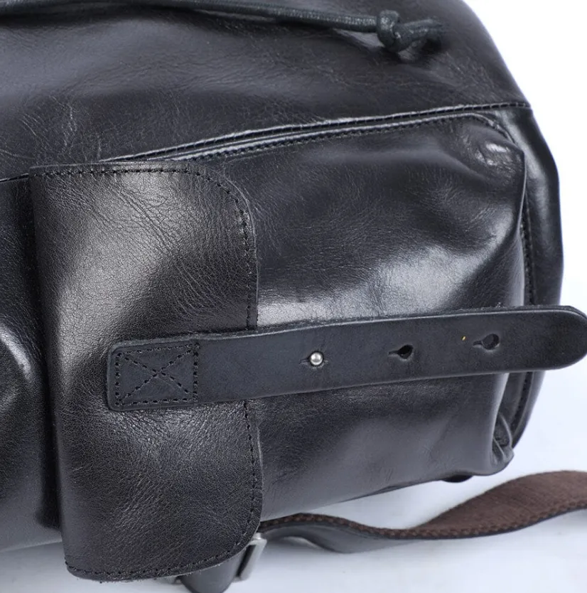Small Black Leather Backpack  | Lake Victoria