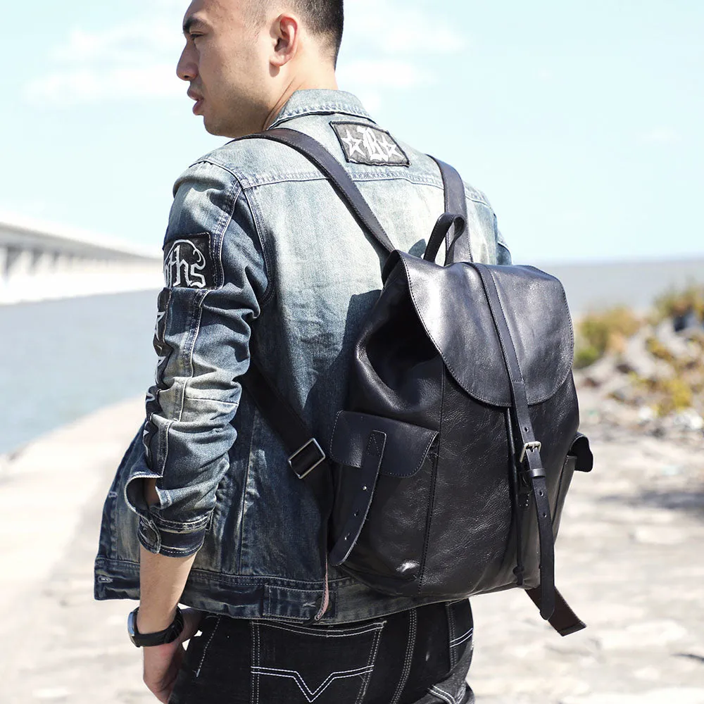 Small Black Leather Backpack  | Lake Victoria