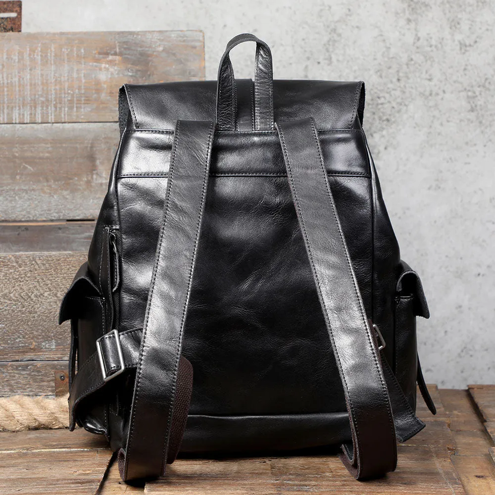 Small Black Leather Backpack  | Lake Victoria