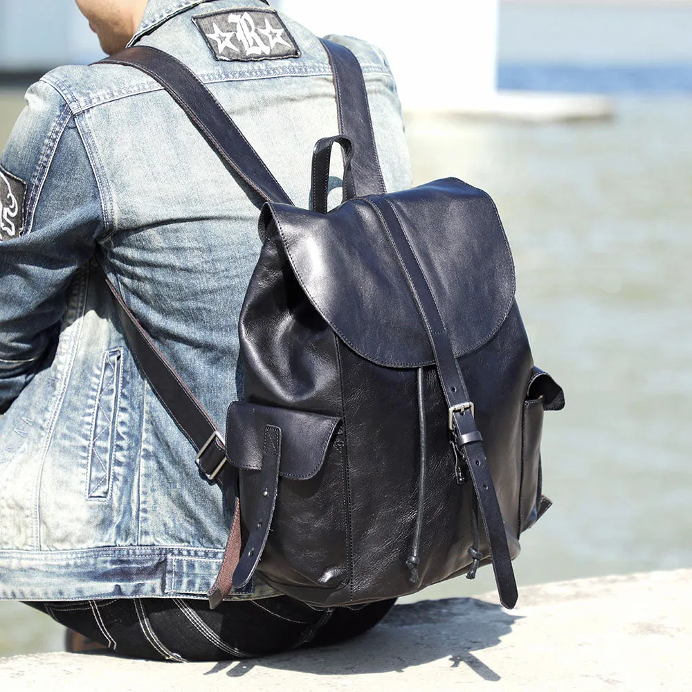 Small Black Leather Backpack  | Lake Victoria