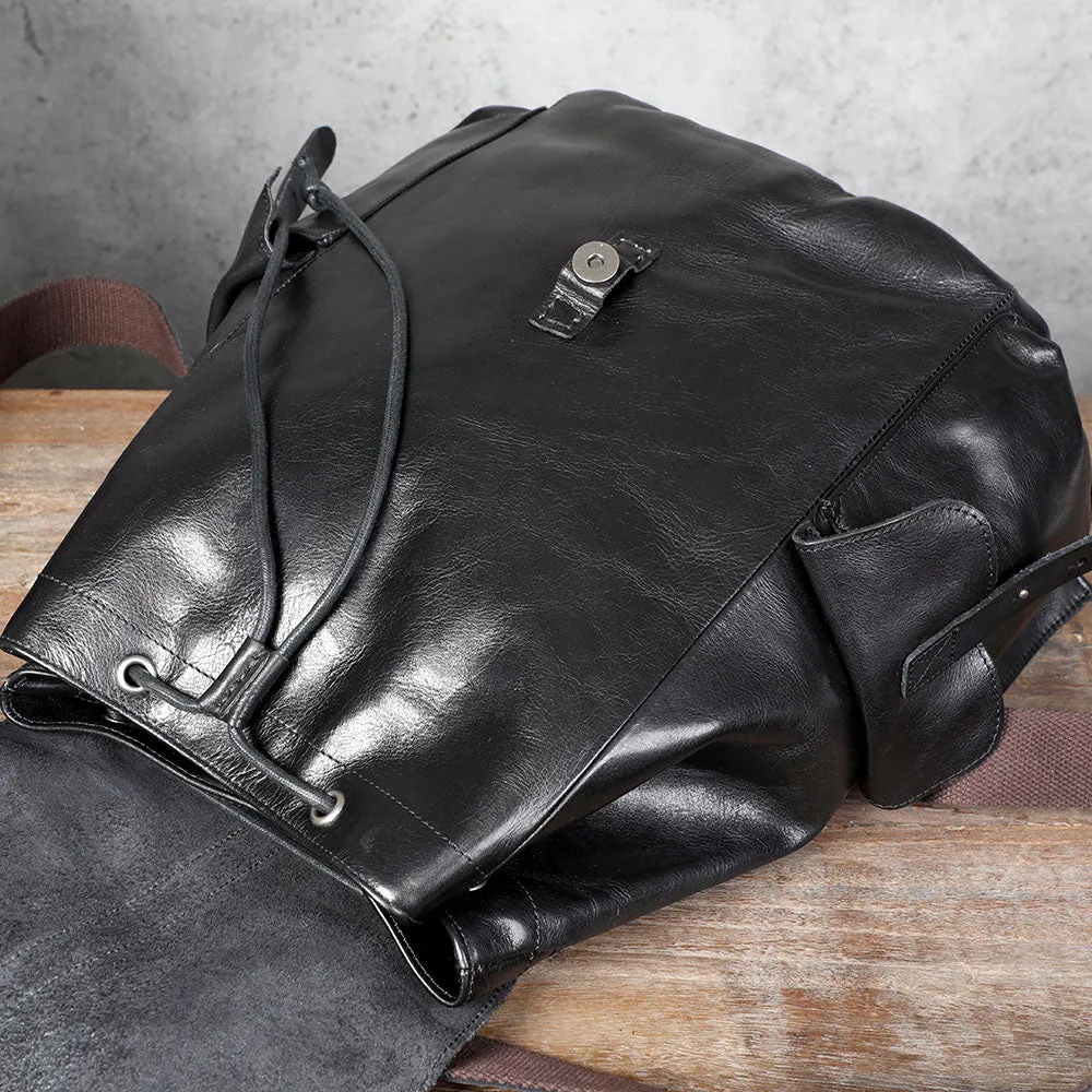 Small Black Leather Backpack  | Lake Victoria