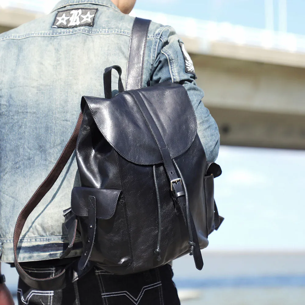 Small Black Leather Backpack  | Lake Victoria