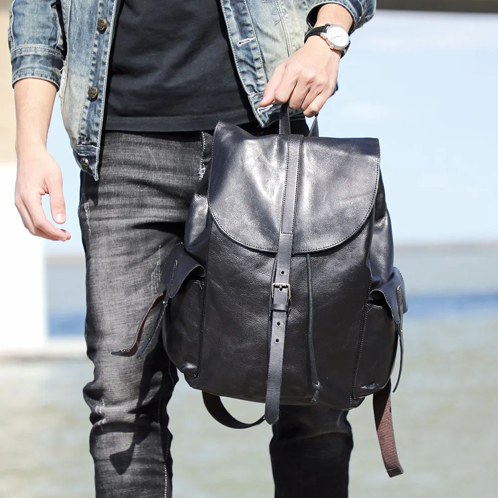 Small Black Leather Backpack  | Lake Victoria