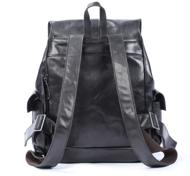 Small Black Leather Backpack  | Lake Victoria