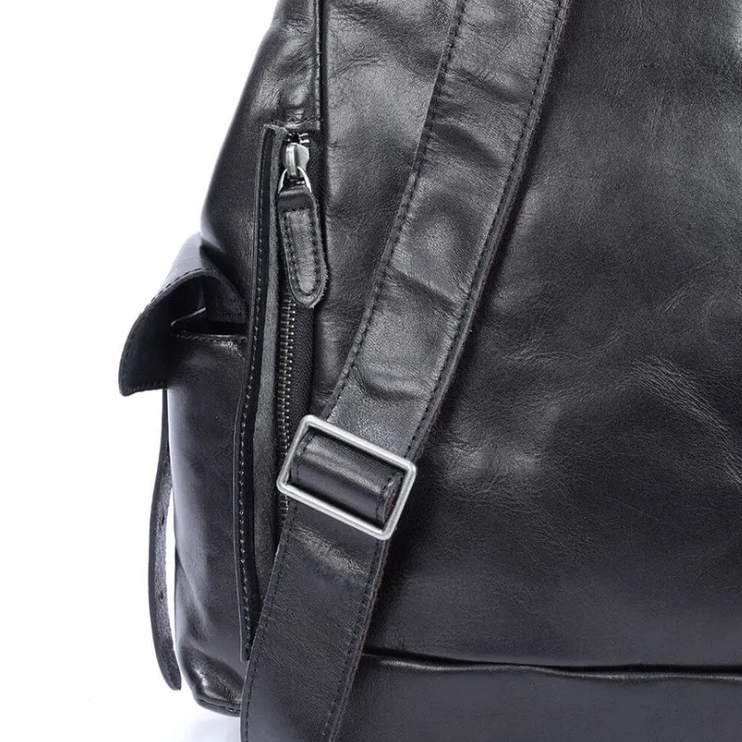 Small Black Leather Backpack  | Lake Victoria