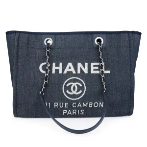 Small Deauville Tote Bag in Navy Denim Canvas