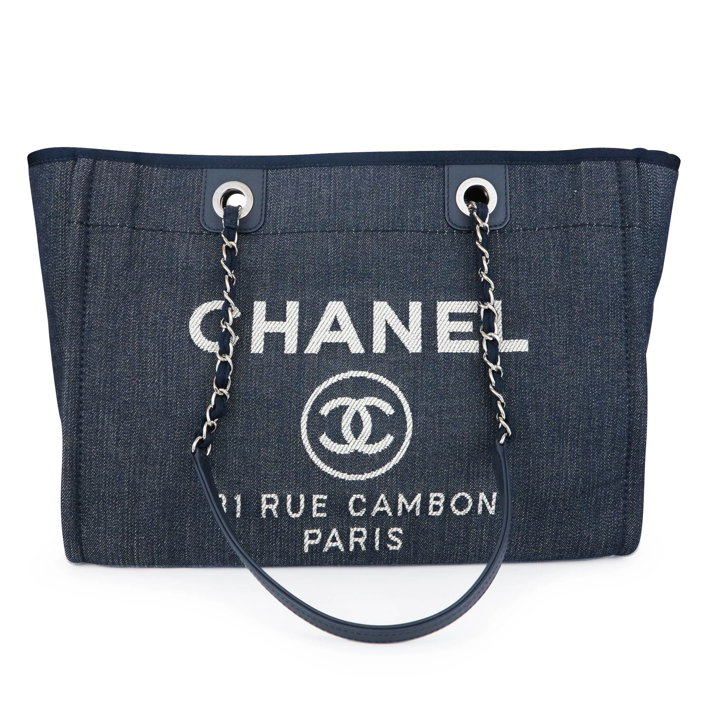 Small Deauville Tote Bag in Navy Denim Canvas