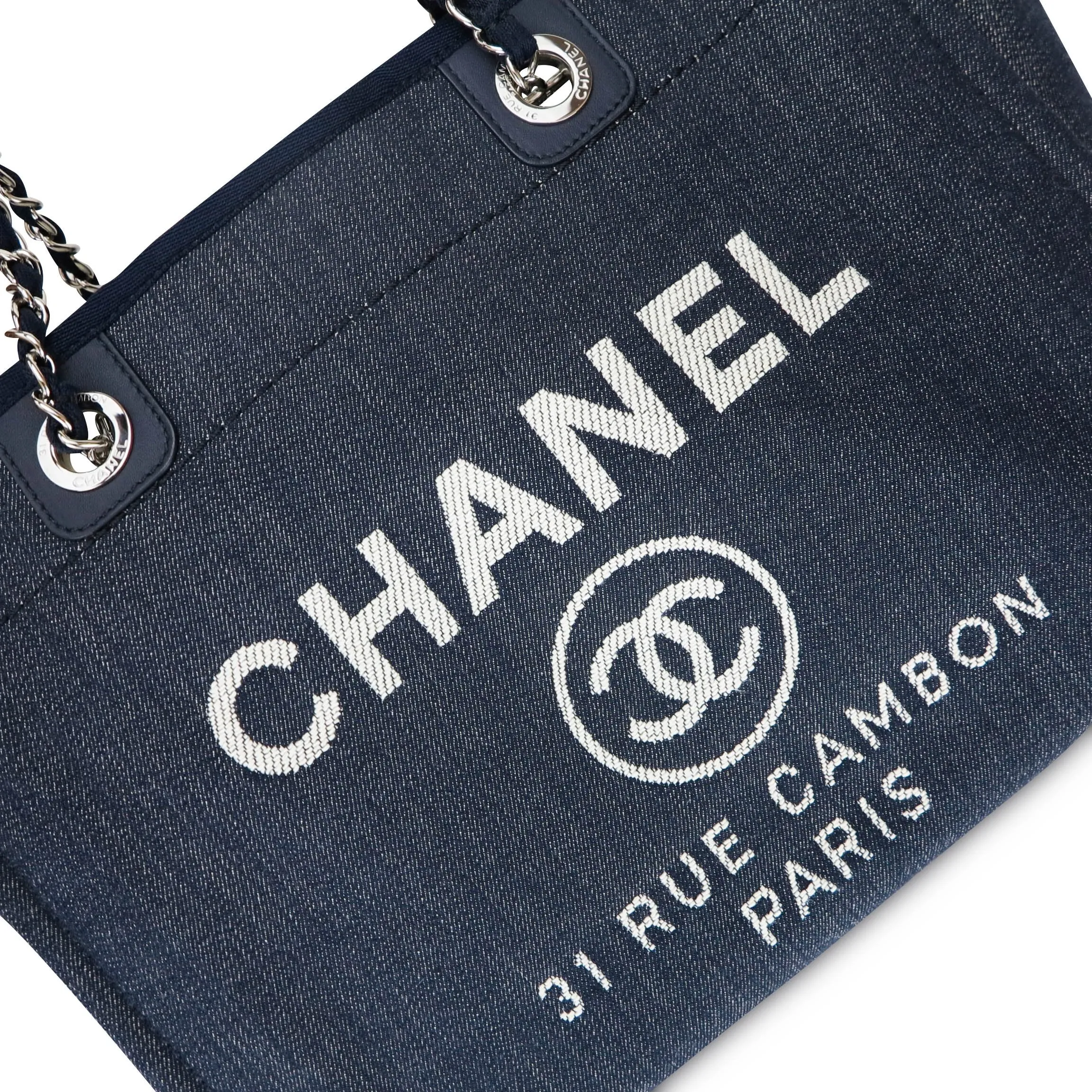 Small Deauville Tote Bag in Navy Denim Canvas