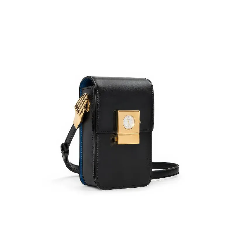 Small Pink Crossbody Bag with Unique Clock Face Clasp