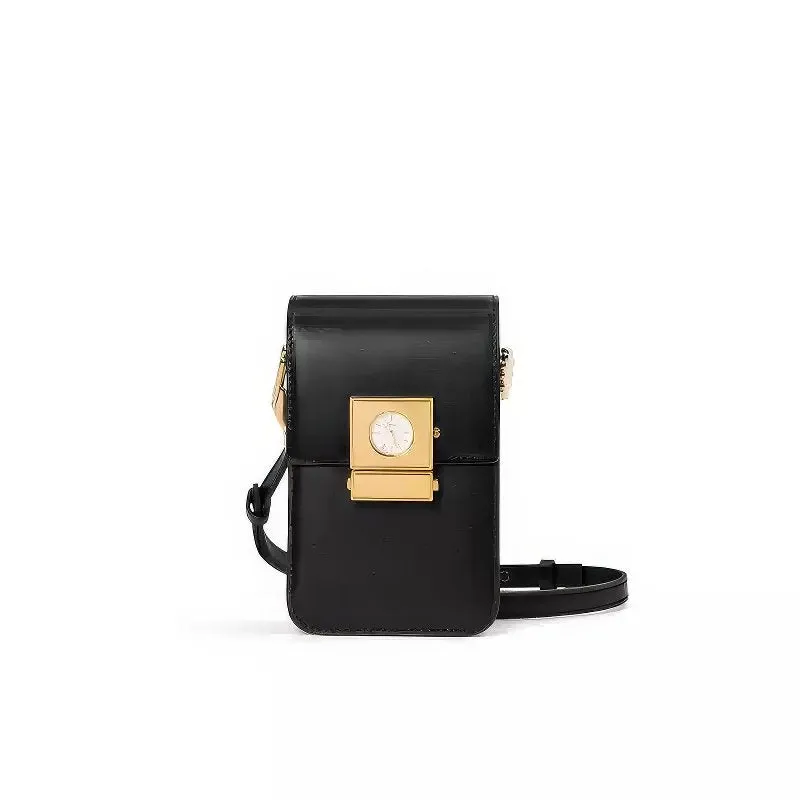 Small Pink Crossbody Bag with Unique Clock Face Clasp