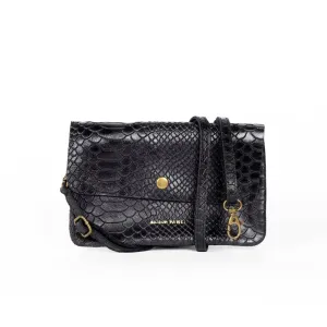 Snake Cross Body Clutch Bag / Black