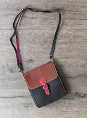 Square Recycled Leather Shoulder Bag