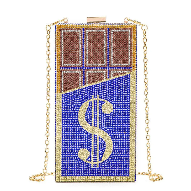 Stack of Cash Dollars Crystal Clutch Purses