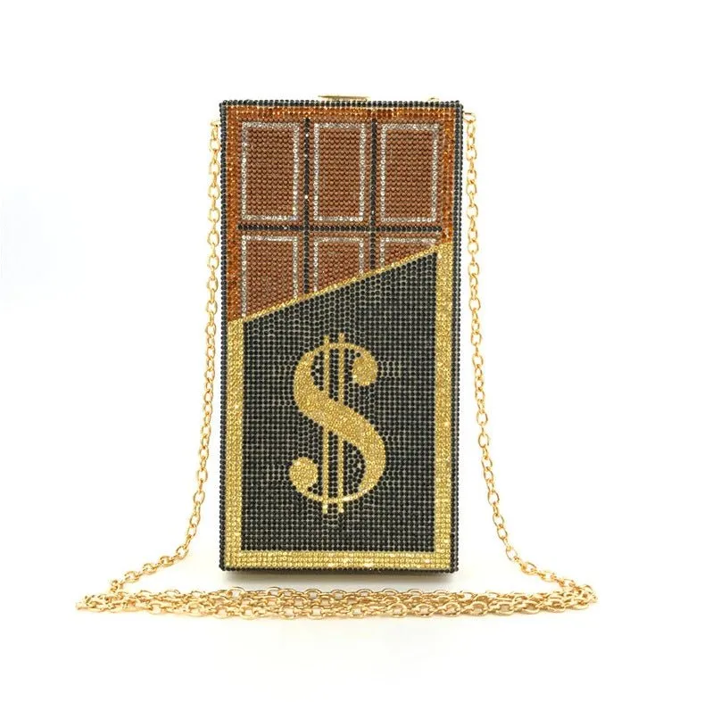 Stack of Cash Dollars Crystal Clutch Purses