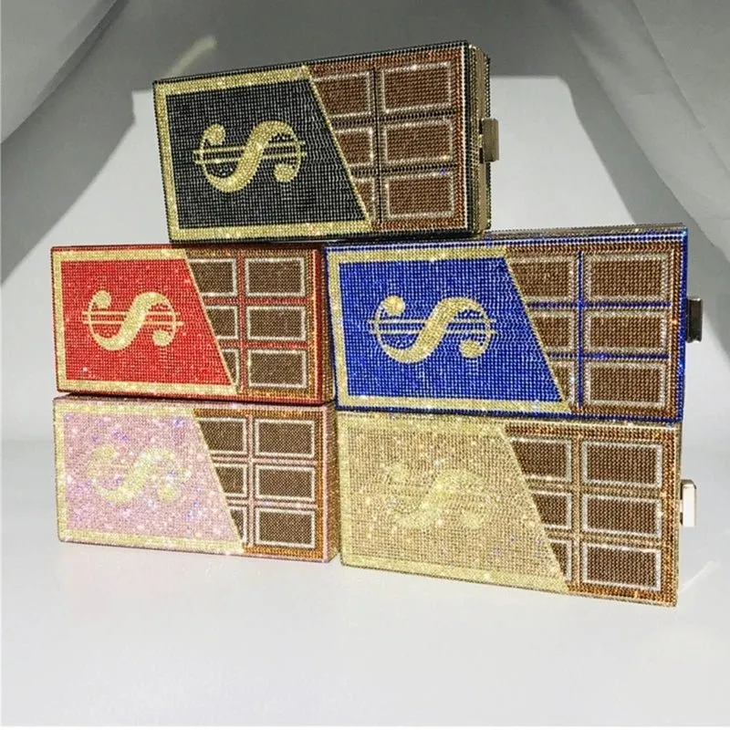 Stack of Cash Dollars Crystal Clutch Purses