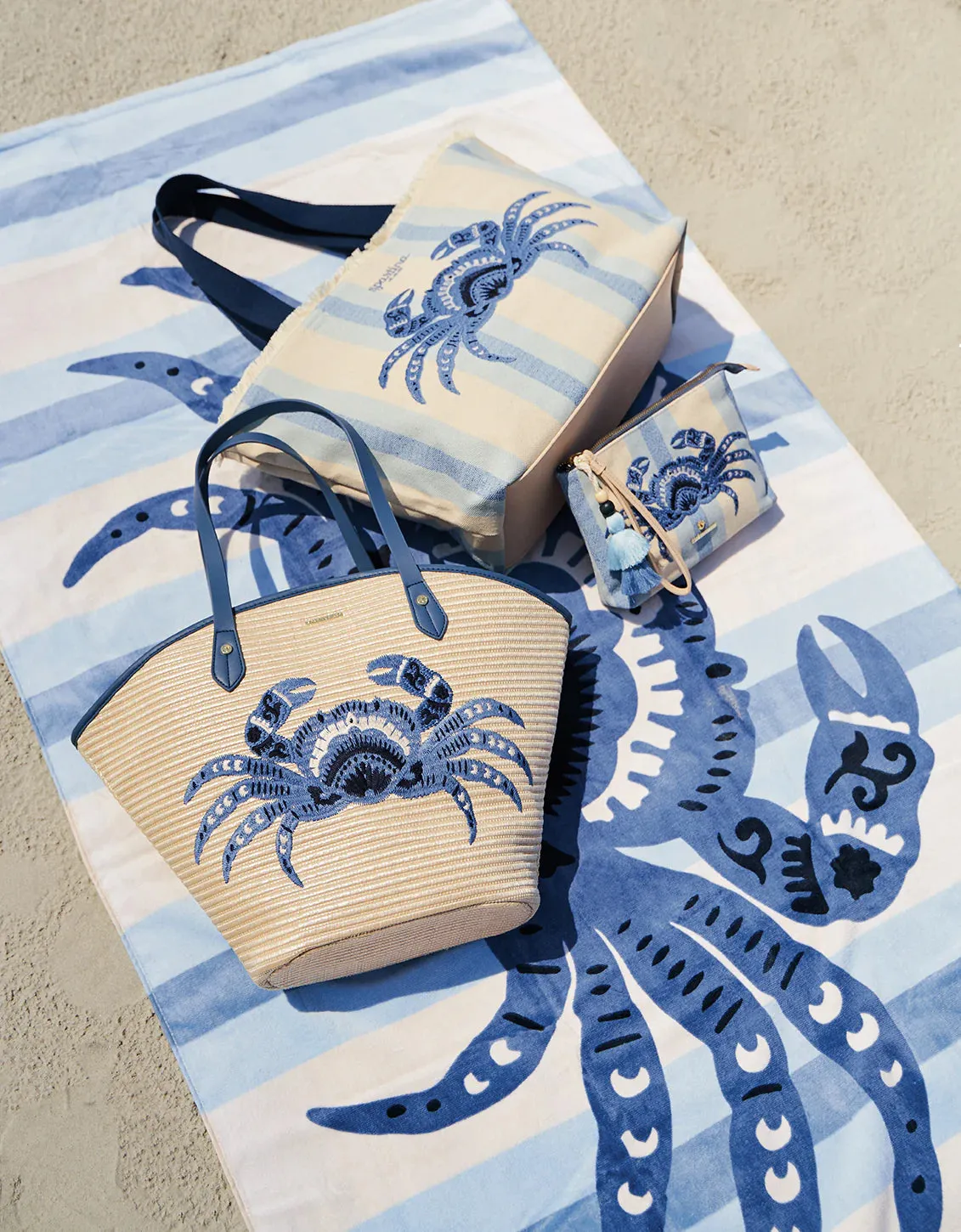 Straw Beach Tote Blue Crab: 385266