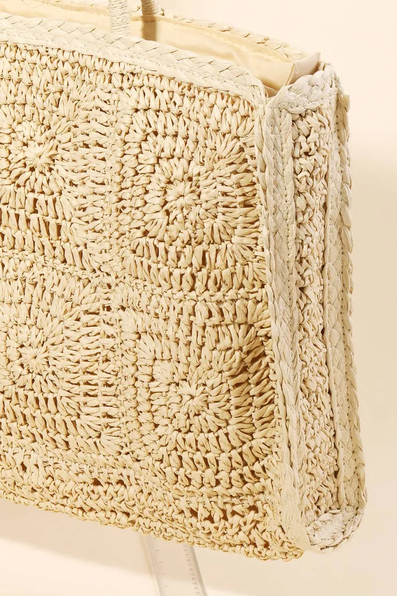 Straw Braided Rectangle Tote Bag
