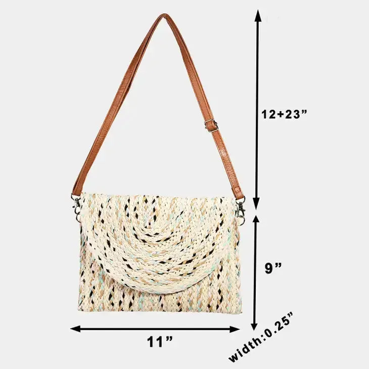 Straw Weave Envelope Clutch- Multi
