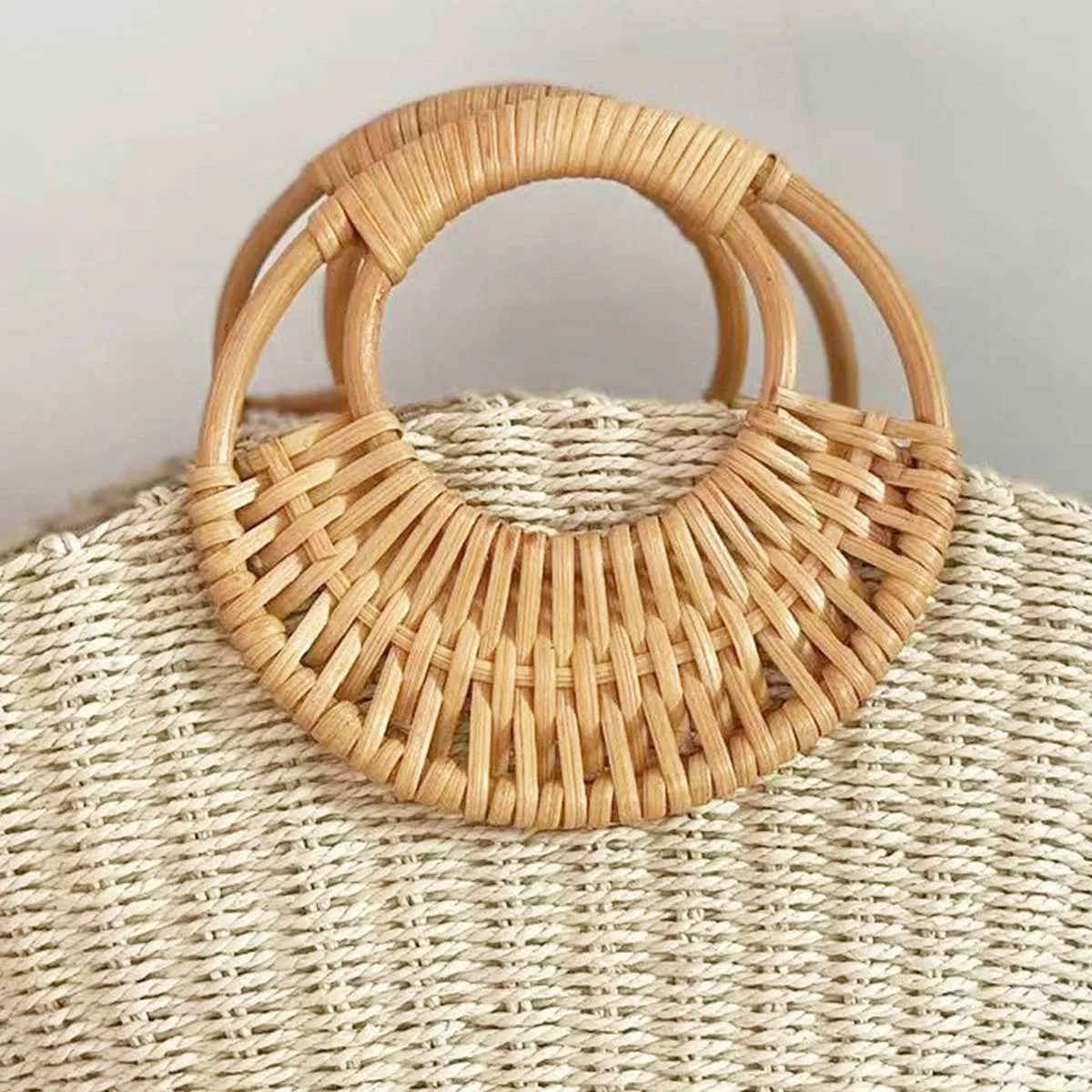 SUMMER BEACH SEA STRAW RATTAN TOTE CLUTCH BAGS_CWAB0814: Beige / (OS) 1