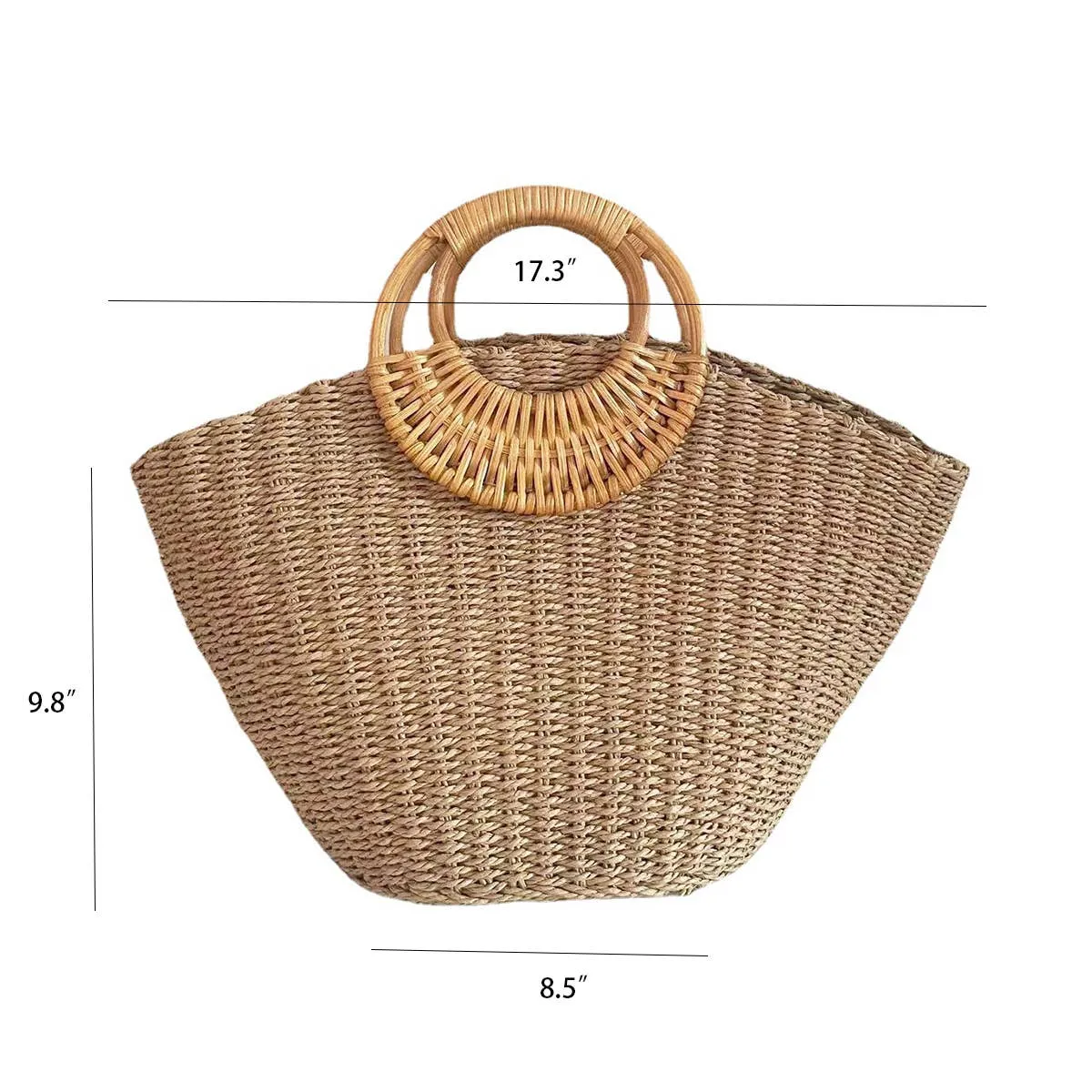 SUMMER BEACH SEA STRAW RATTAN TOTE CLUTCH BAGS_CWAB0814: CAMEL / (OS) 1