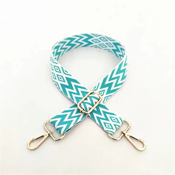 Teal Chevron Geometric Pattern Guitar Strap