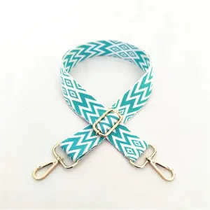 Teal Chevron Geometric Pattern Guitar Strap