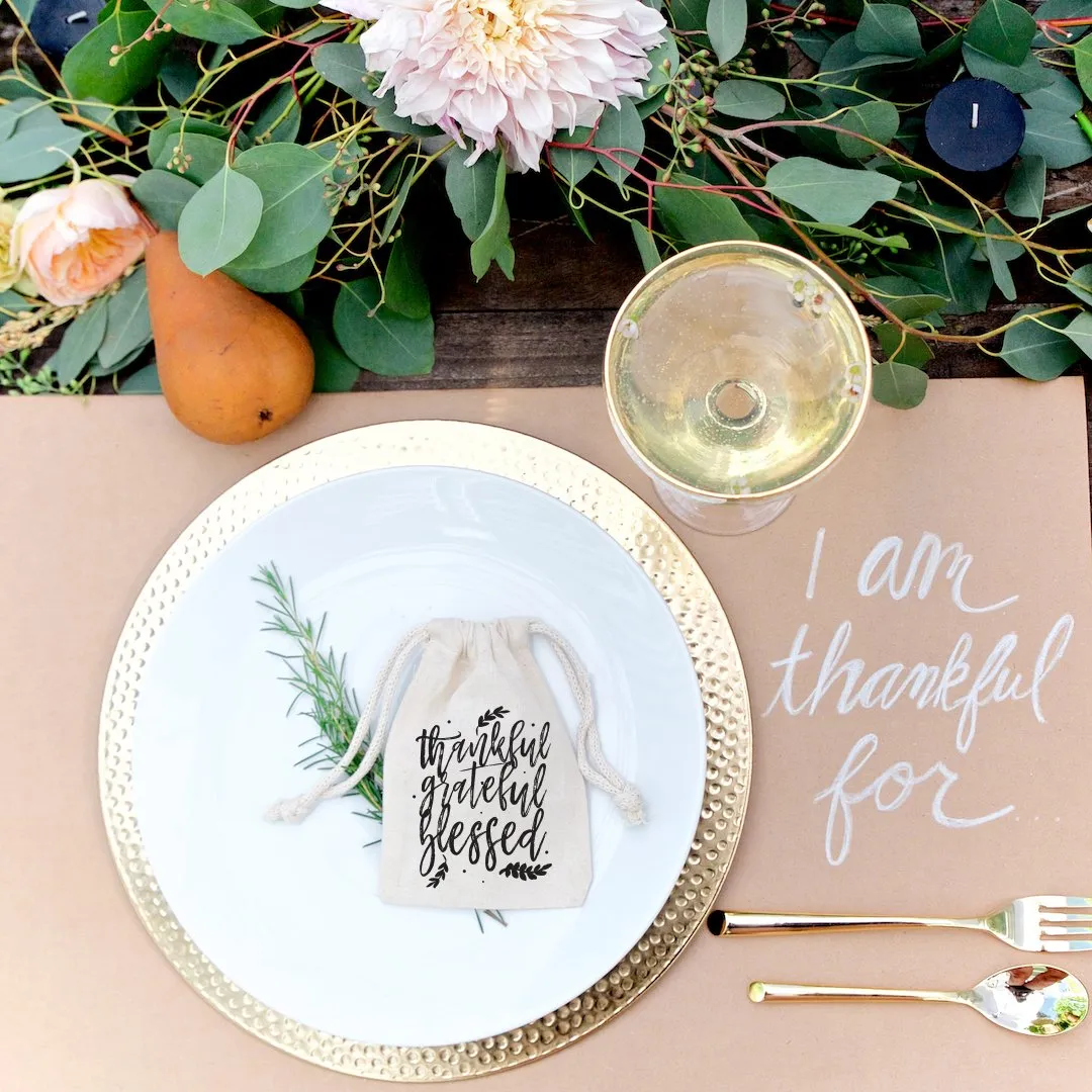 Thankful, Grateful, Blessed Thanksgiving Favor Bags, 6-Pack