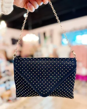 The Gilded Studded Envelope Handbag - Navy