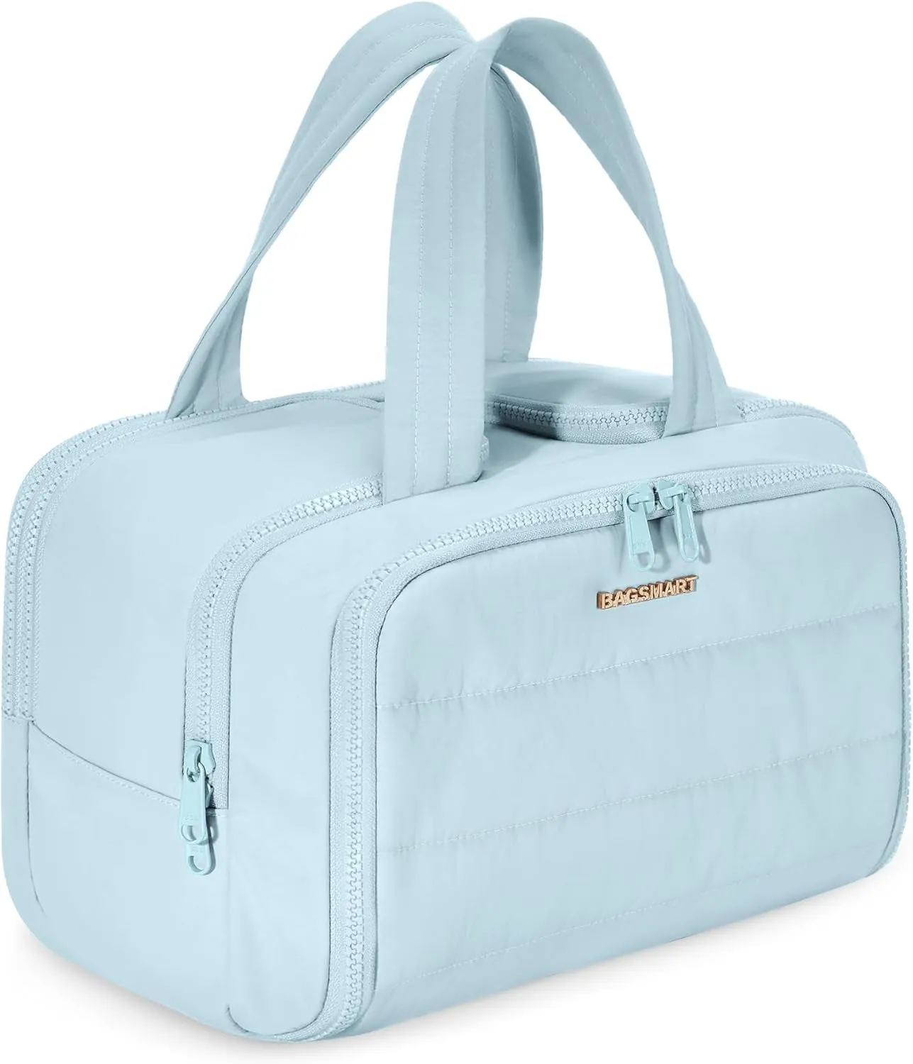 Travel Toiletry Bag, Lightweight Large Wide-Open Travel Bag for Women, Puffy Cosmetic Makeup Bag Organizer with Handle for Accessories,Essentials, Toiletries, Pink