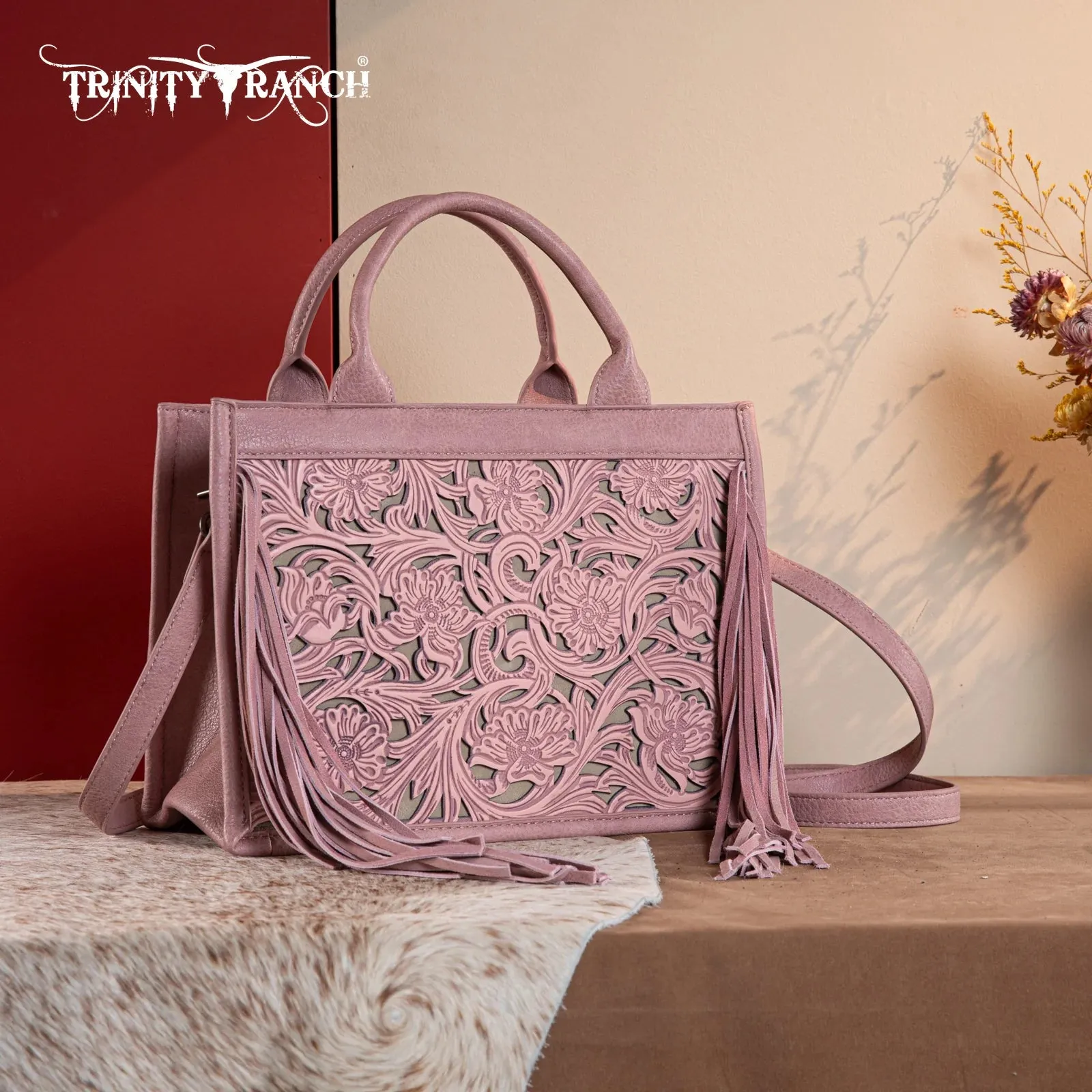 Trinity Ranch Tooled Fringe Concealed Carry Crossbody