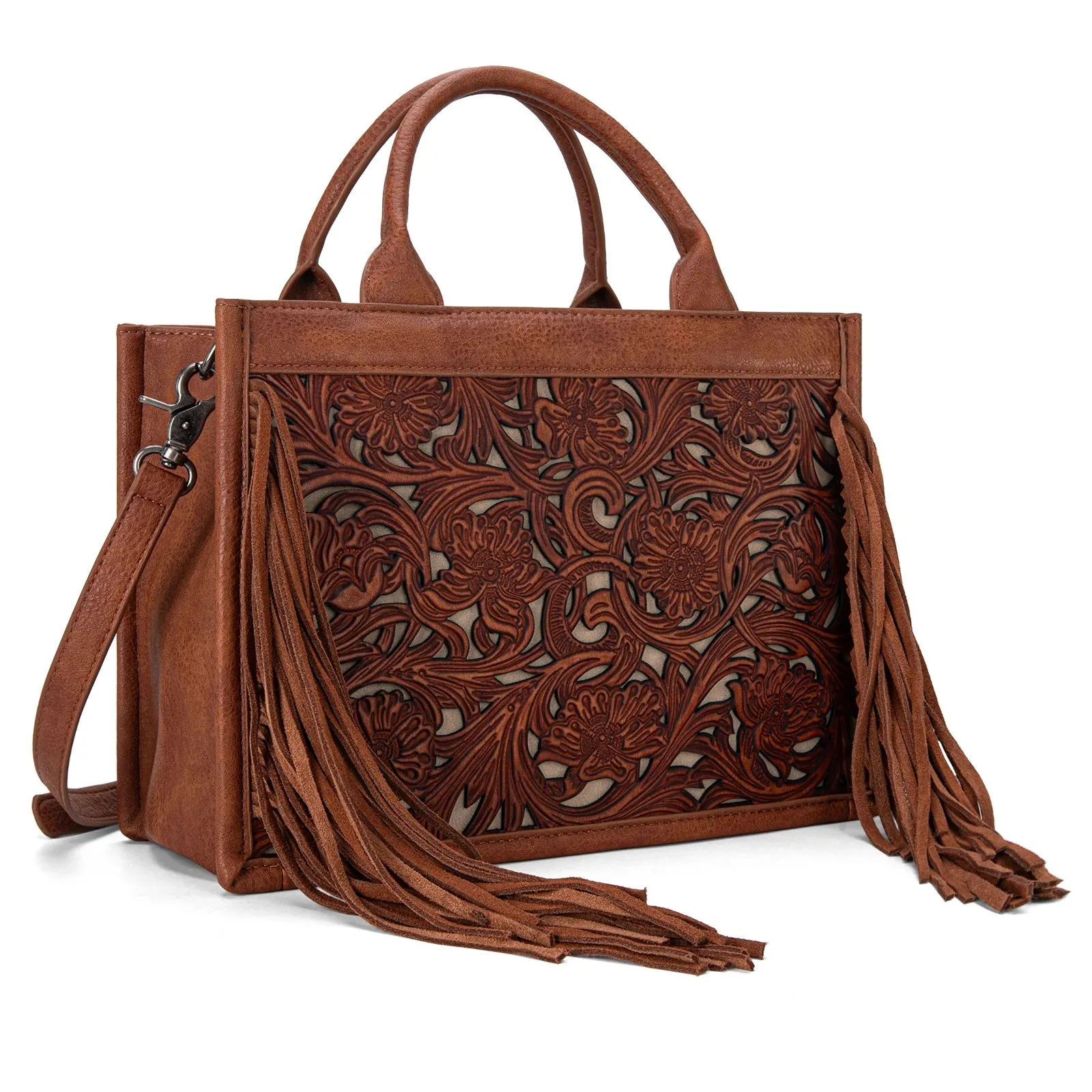 Trinity Ranch Tooled Fringe Concealed Carry Crossbody