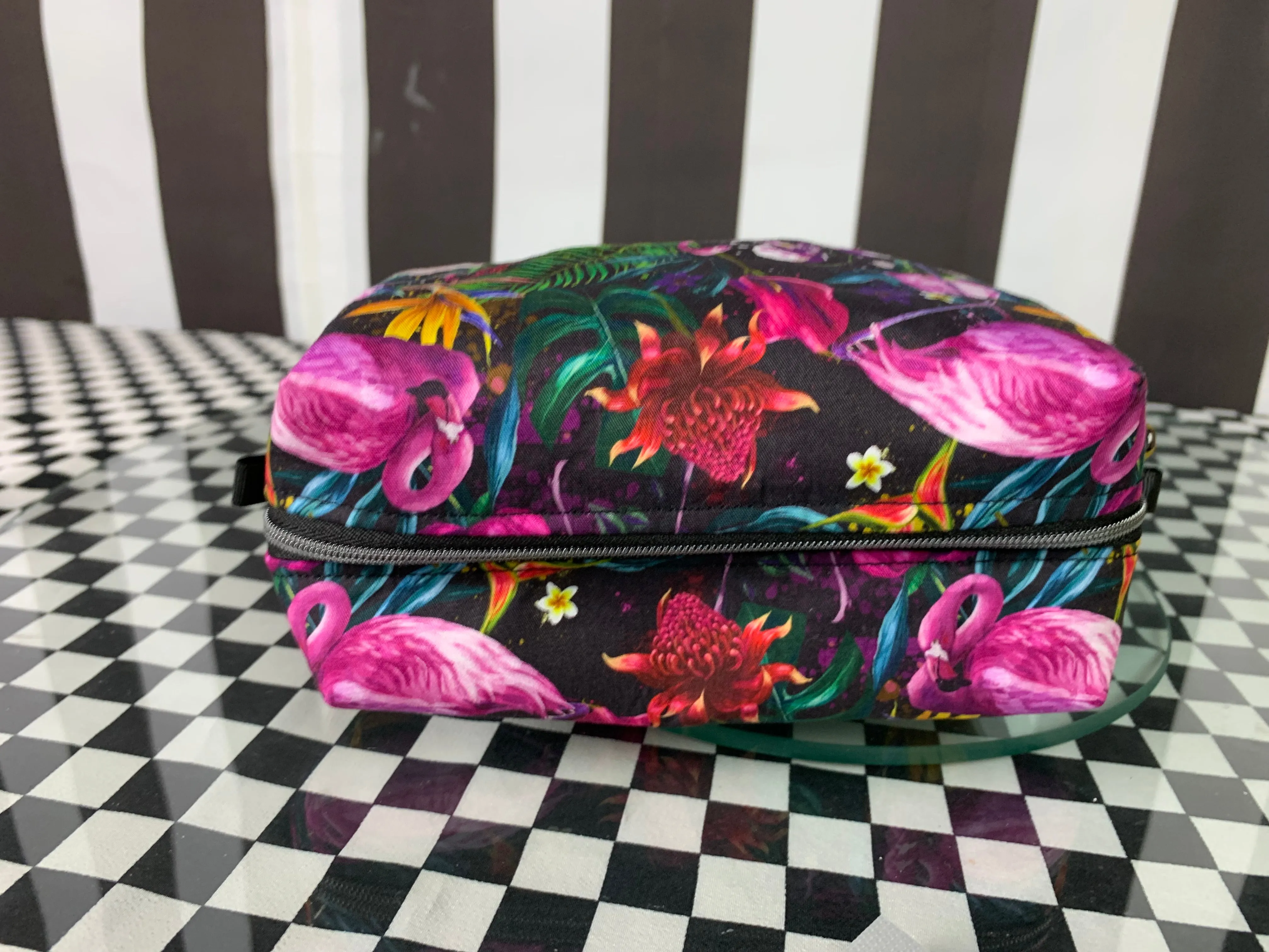 Tropical flamingo boxy pouch
