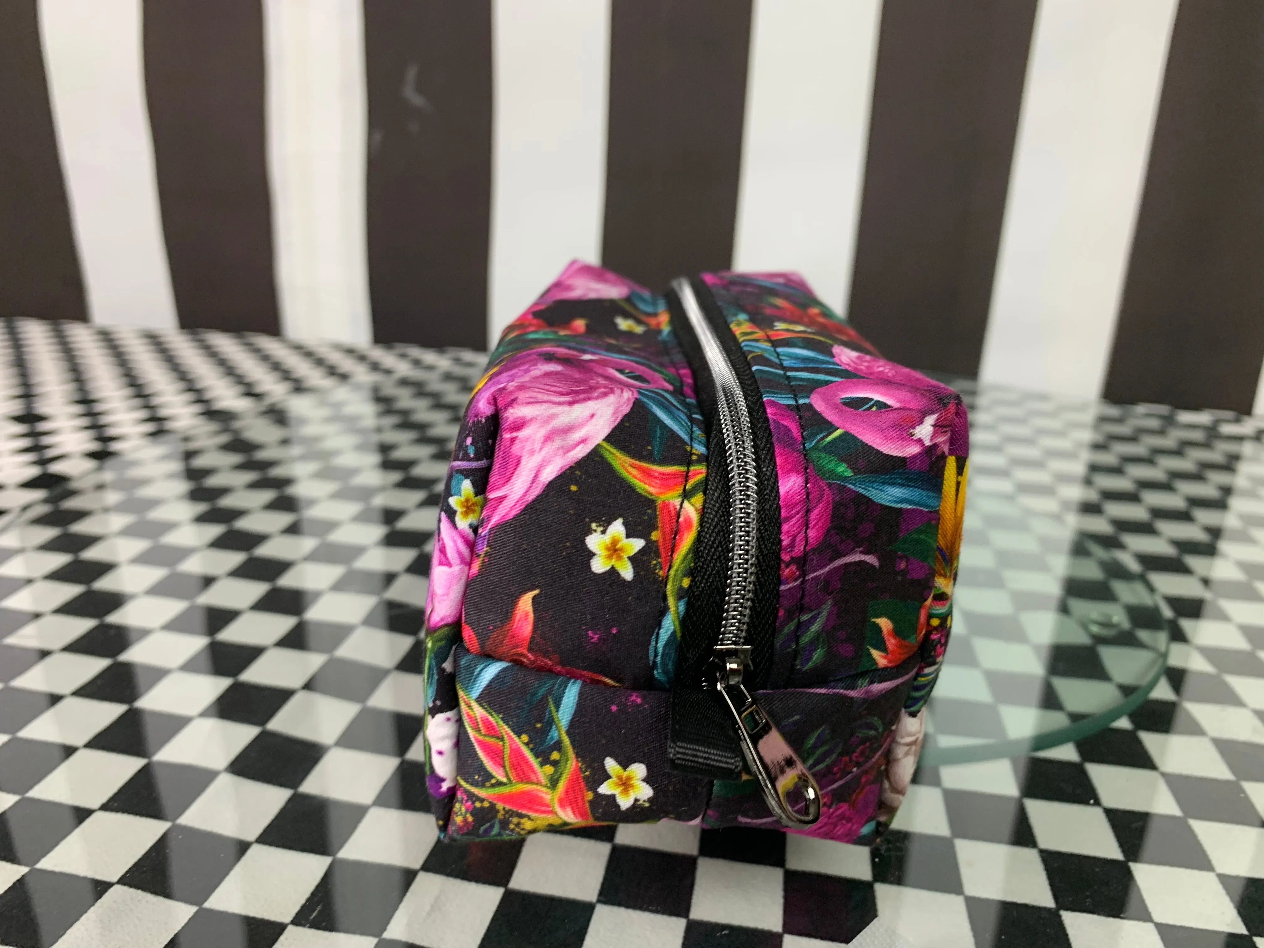 Tropical flamingo boxy pouch