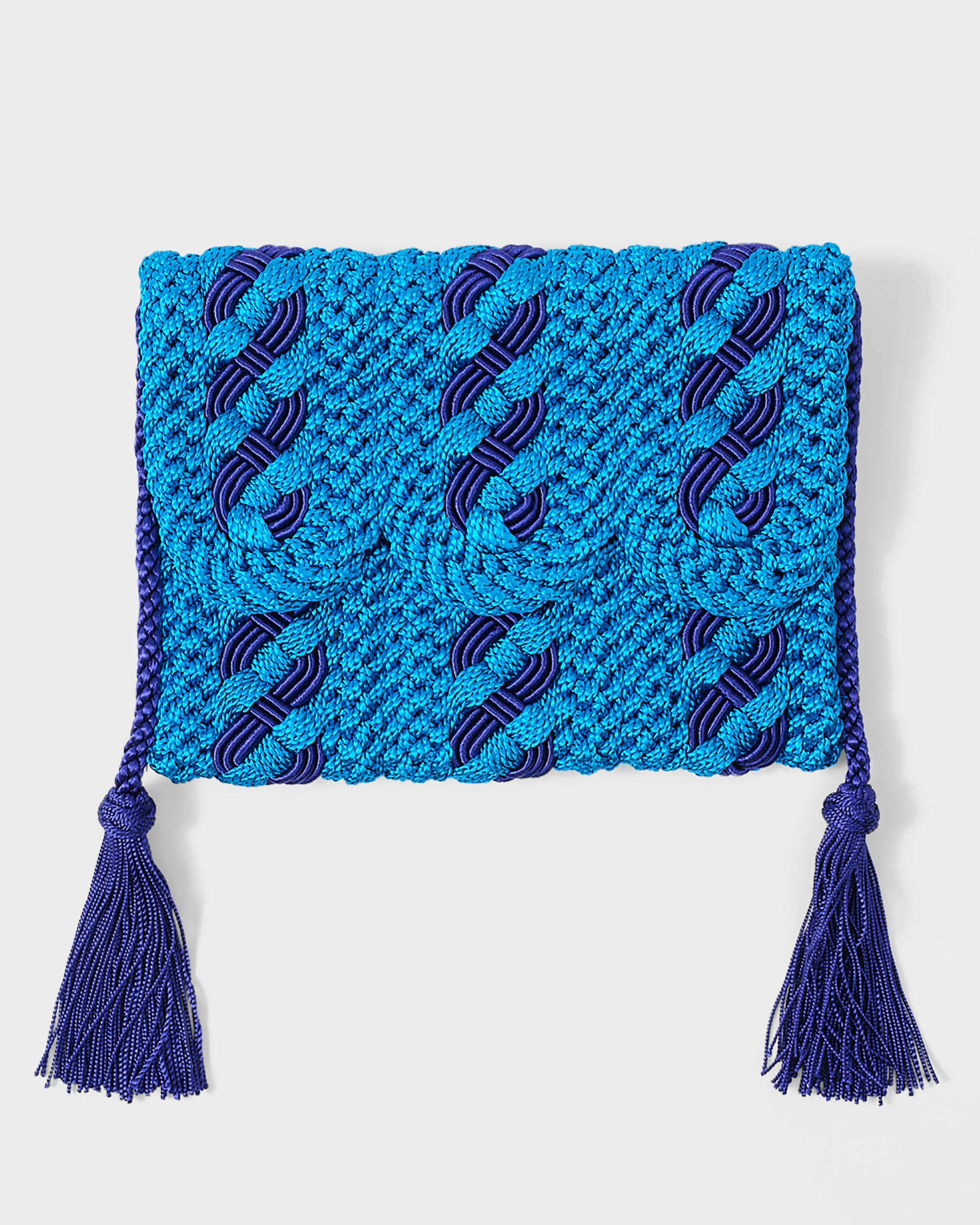 Two-Toned Majorelle Sabra Silk Braided Purse Blue