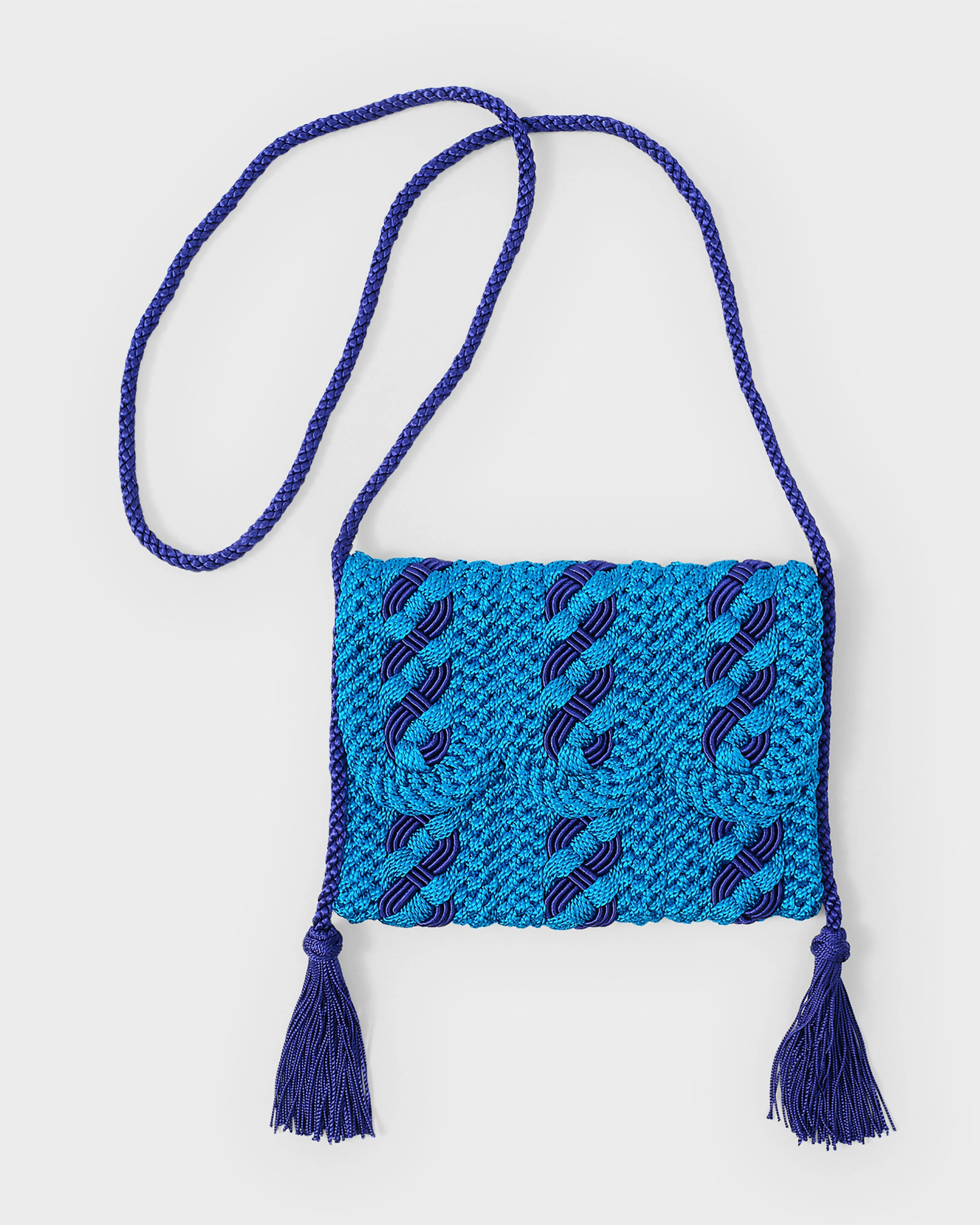 Two-Toned Majorelle Sabra Silk Braided Purse Blue