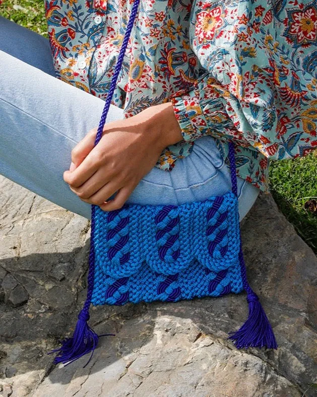 Two-Toned Majorelle Sabra Silk Braided Purse Blue