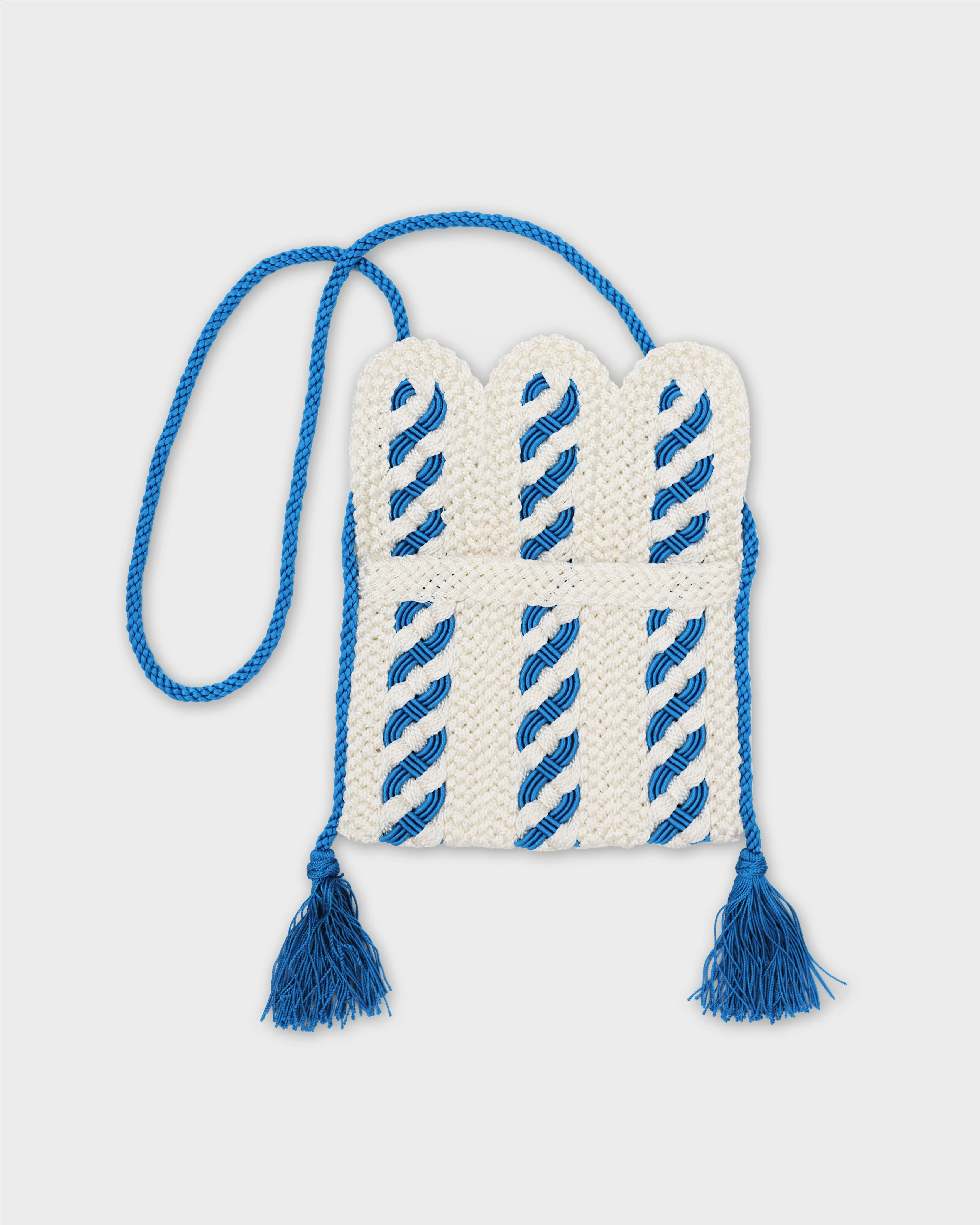 Two-Toned Majorelle Sabra Silk Braided Purse White