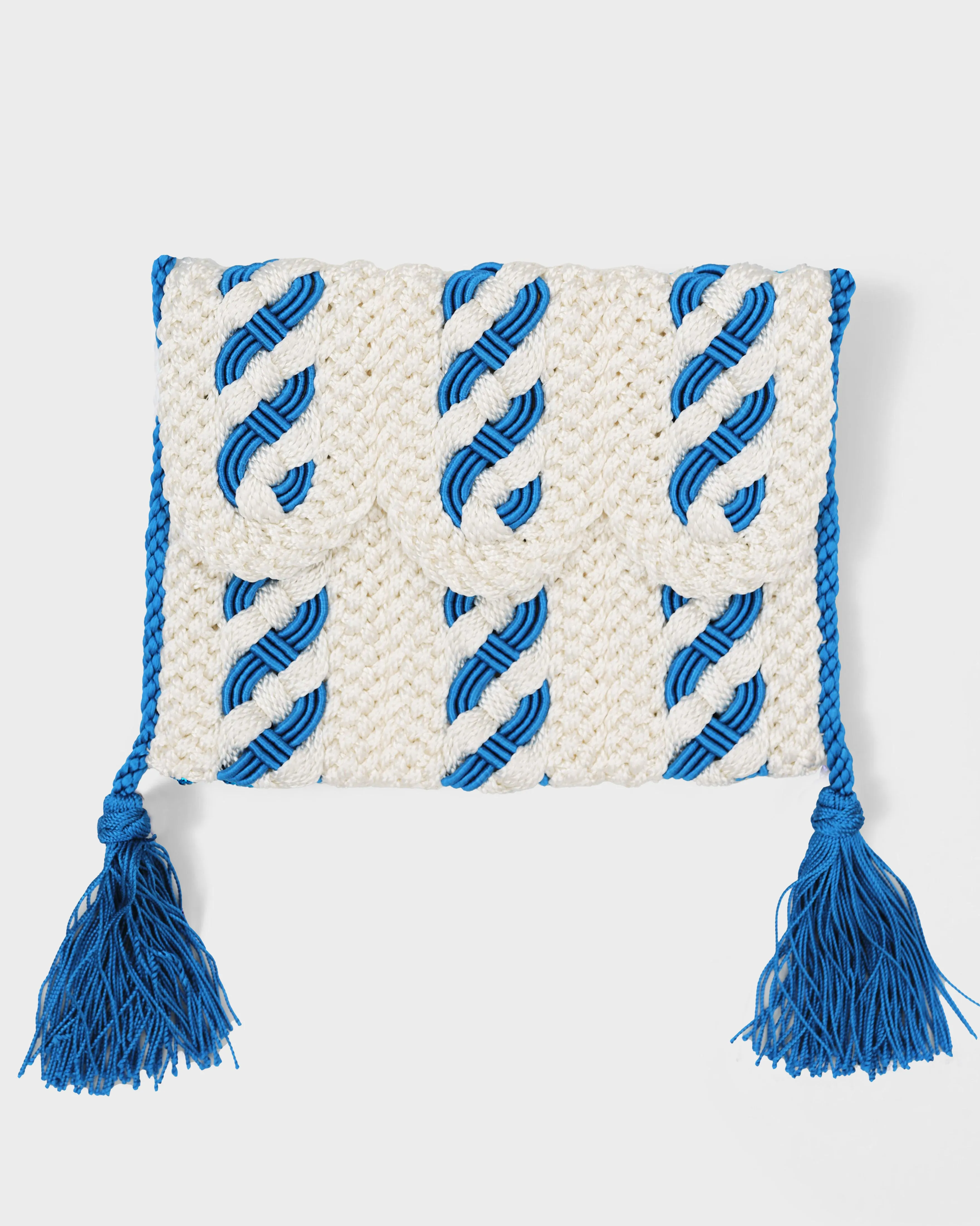 Two-Toned Majorelle Sabra Silk Braided Purse White
