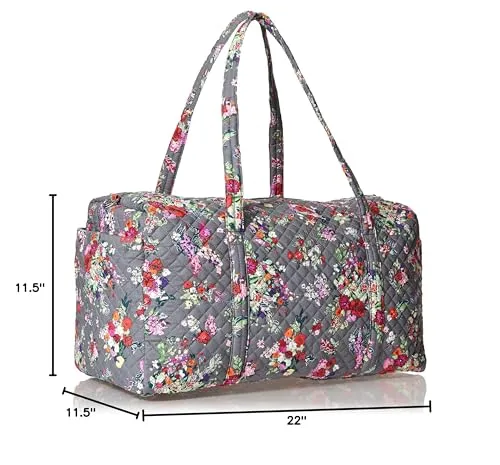 Vera Bradley Women's Cotton Large Travel Duffel Bag, Hope Blooms - Recycled Cotton, One Size