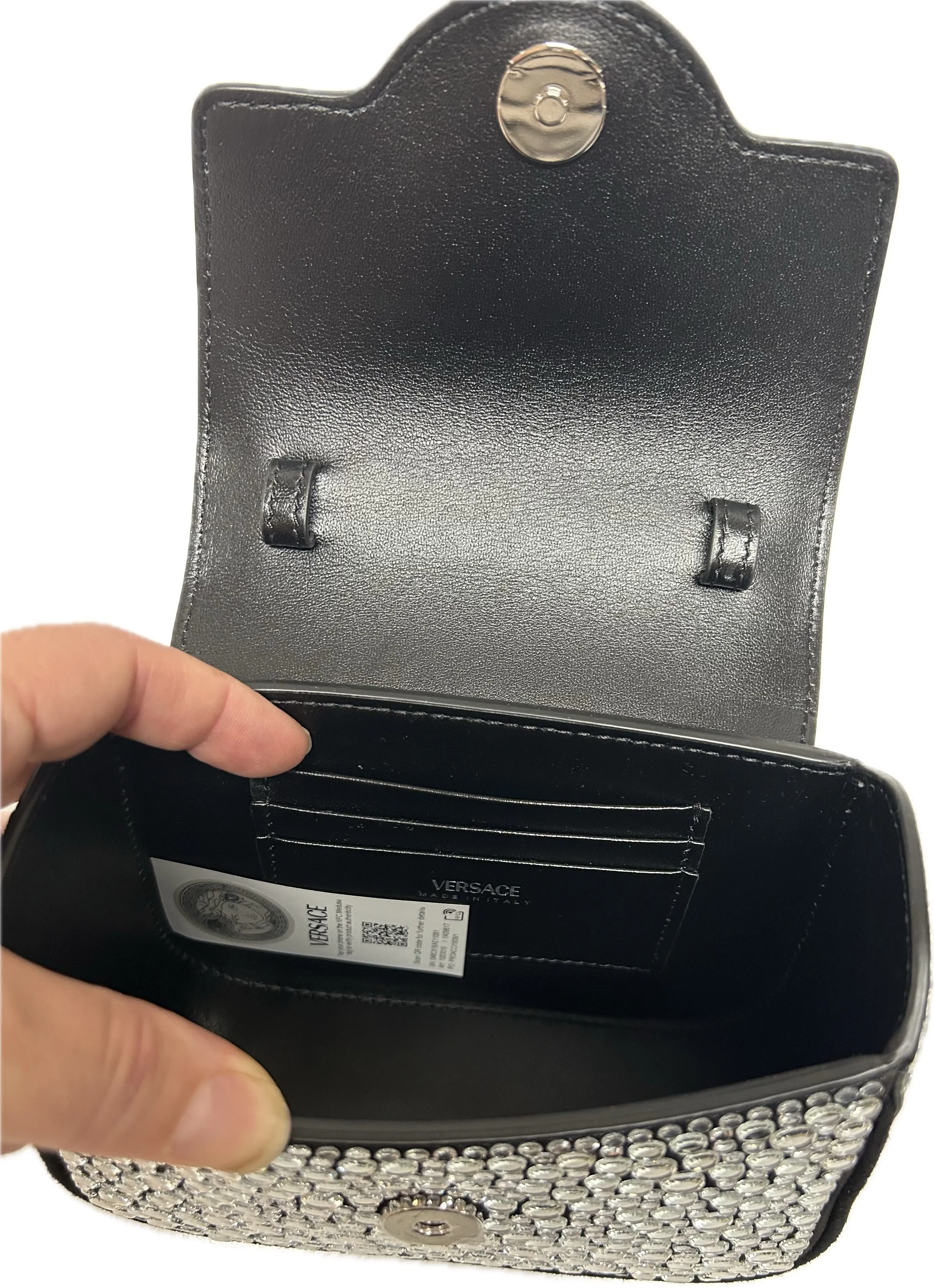 Versace La Medusa Embellished Small Tote Bag Black 1003016 30% OFF