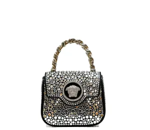 Versace La Medusa Embellished Small Tote Bag Black 1003016 30% OFF