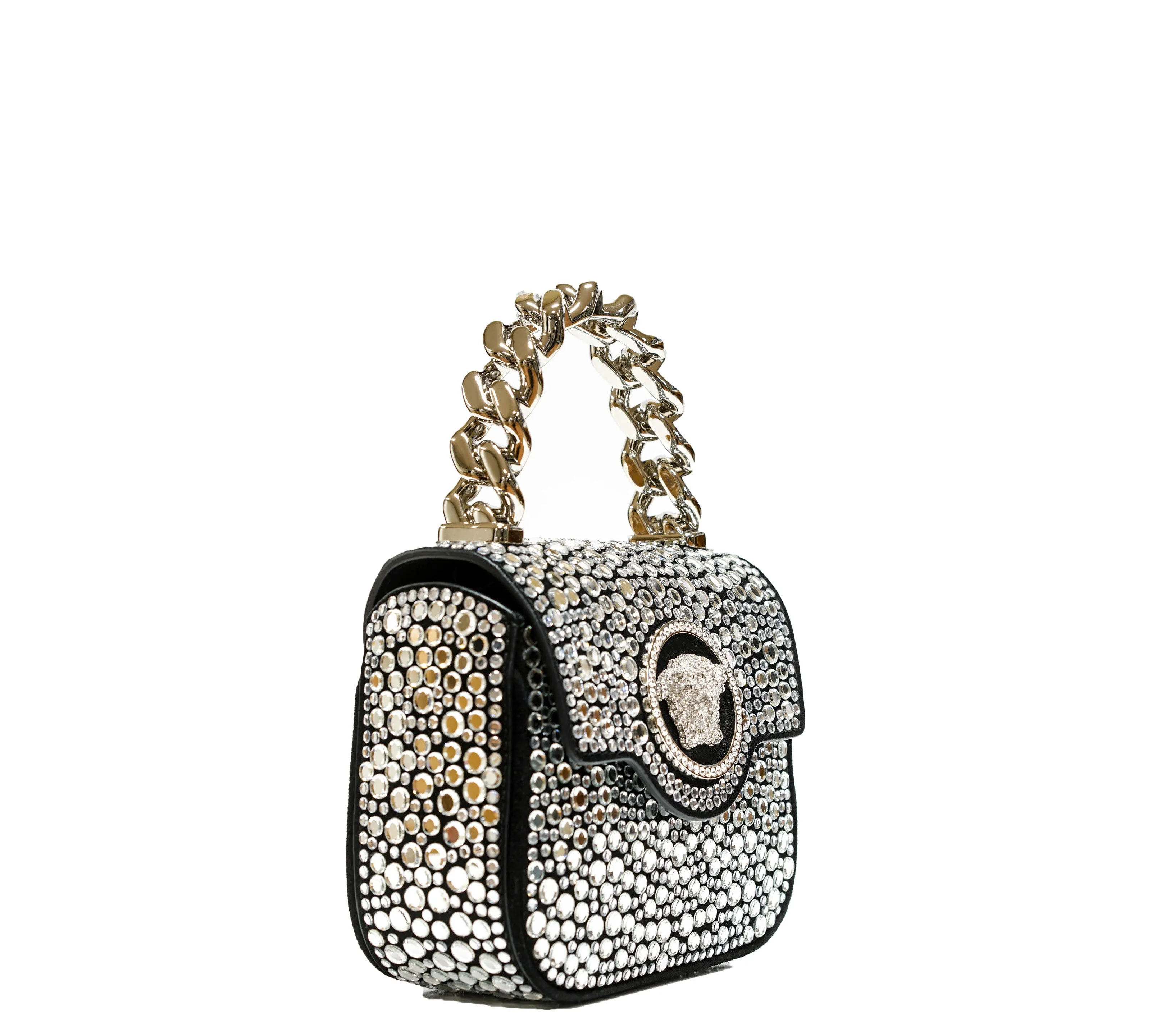 Versace La Medusa Embellished Small Tote Bag Black 1003016 30% OFF