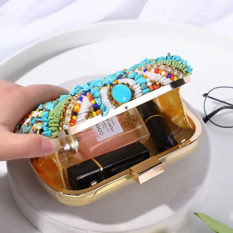 Vintage Bohemian Women Clutch Purses Beaded Evening Bag