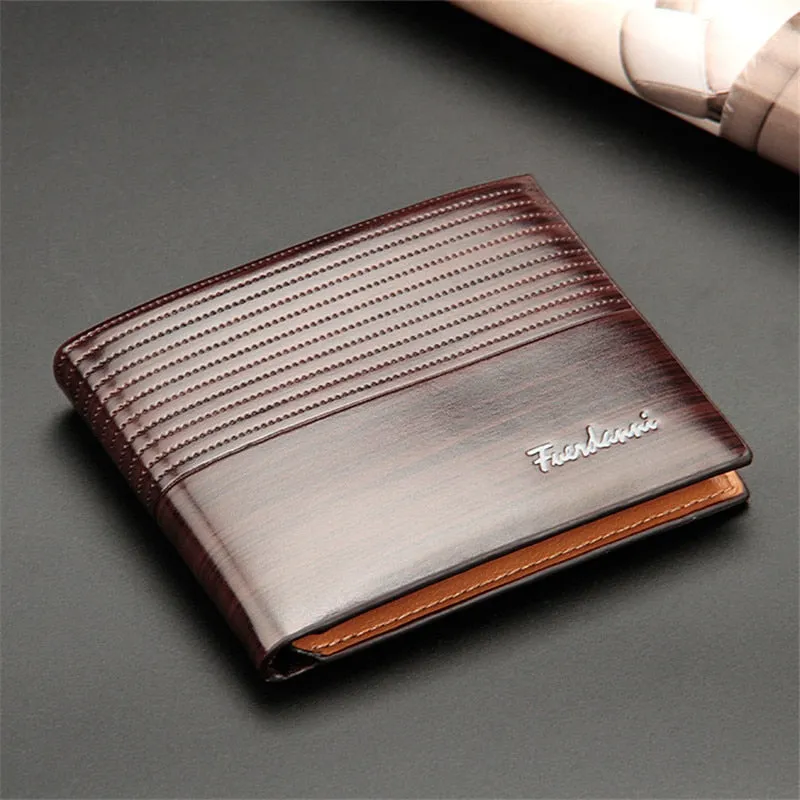 Vintage Men Embossed Texture Leather Wallet Short Slim Male Purses Money Credit Card Holders Men Wallet