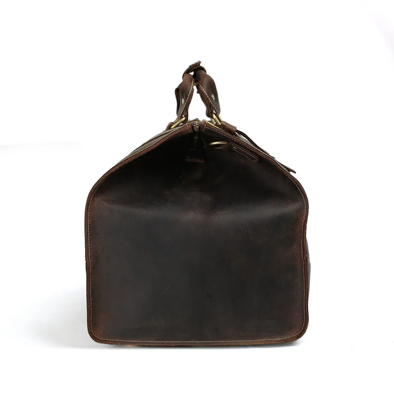 Vintage Style Large Crazy Horse Leather Duffle Bag