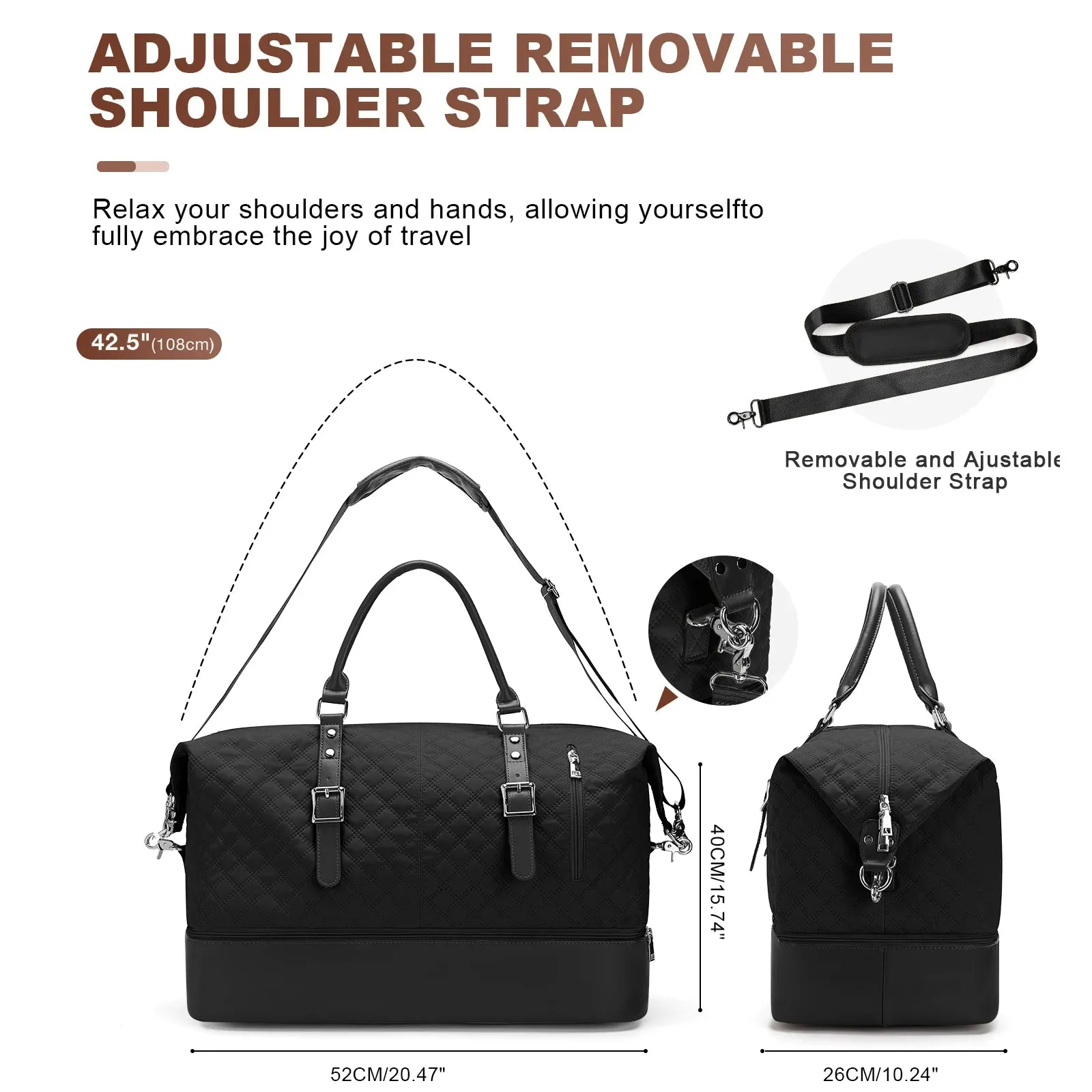 Weekender Bags for Women – Large Waterproof Duffel Bag for Travel, Gym, and Business