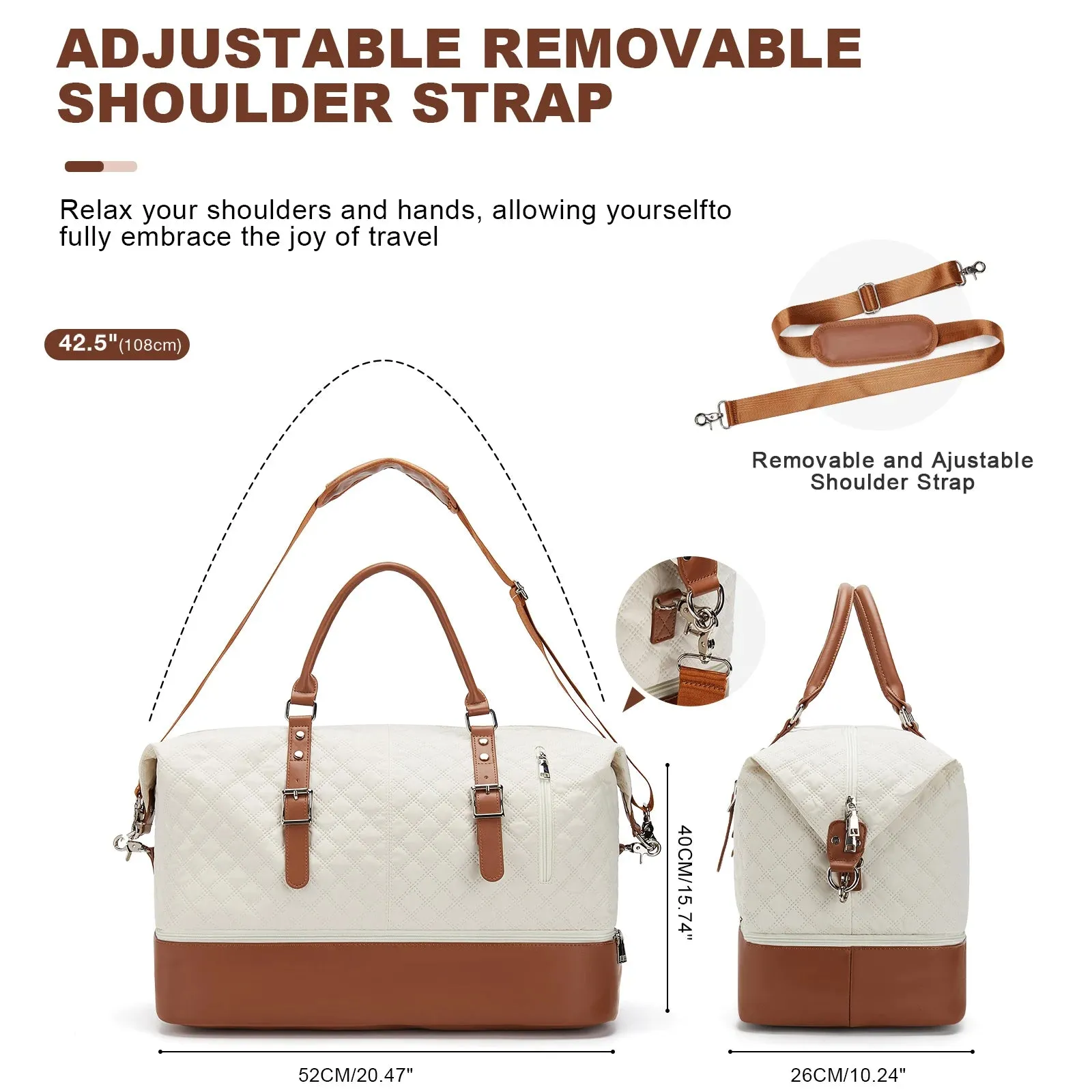 Weekender Bags for Women – Large Waterproof Duffel Bag for Travel, Gym, and Business