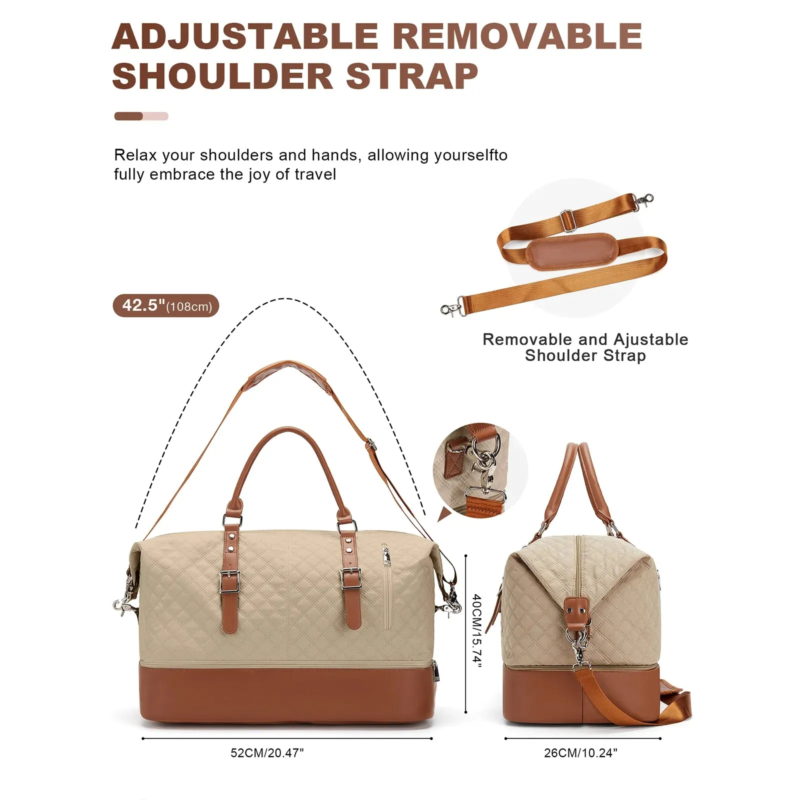 Weekender Bags for Women – Large Waterproof Duffel Bag for Travel, Gym, and Business